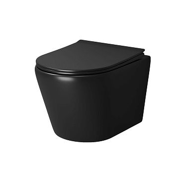 Унитаз подвесной Grossman Fly GR-4478BMS черный с сиденьем микролифт безободковый каскадный смыв