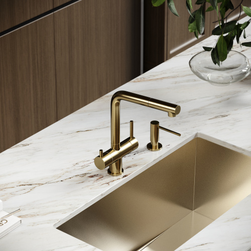 Смеситель для кухни Sancos Spin SC4015BG на мойку золото - фото 2