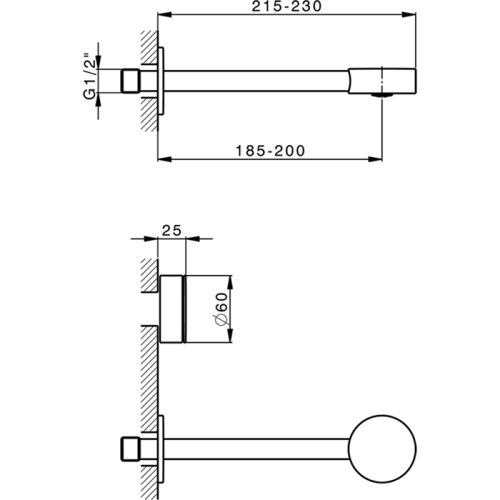 Смеситель Cisal Slim SM01351040 встраиваемый в стену черный матовый (внешняя часть) - фото 2