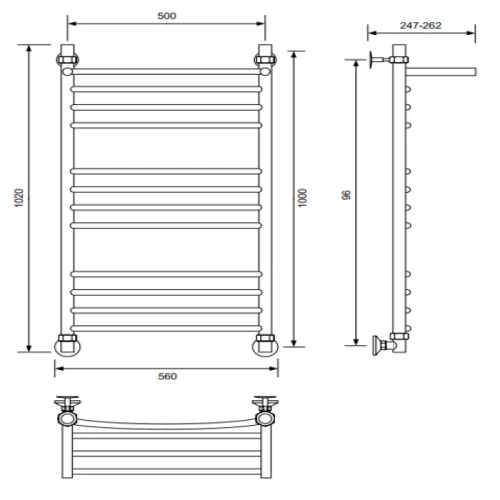 Полотенцесушитель Veconi Nemi-B N10050GR-B настенный водяной графит - фото 3