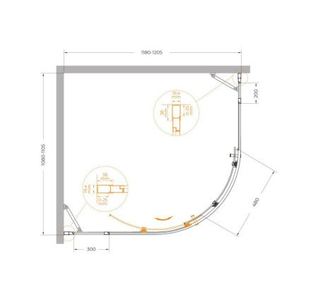 Душевой уголок Cezares MOLVENO MOLVENO-RH-11-120/110-C-Cr-IV 120х110 стекло прозрачное профиль хром без поддона