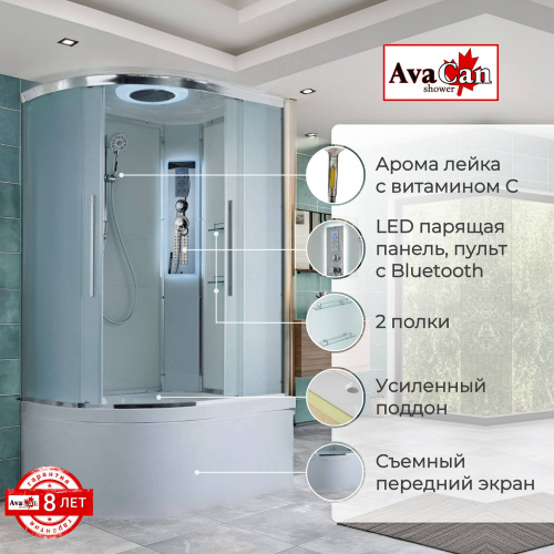 Душевая кабина AvaCan EM EM5912RLED 120х90 асимметричная с крышей ориентация правая - фото 2 Душевая кабина AvaCan EM EM5912RLED 120х90 асимметричная с крышей ориентация правая - фото 2
