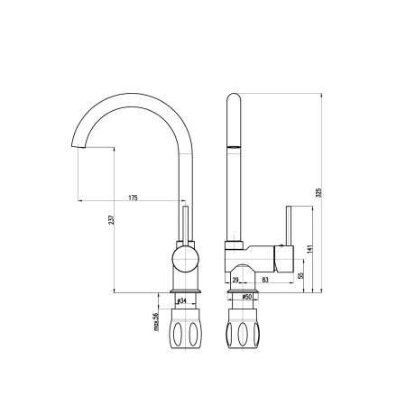Смеситель для раковины RavSlezak E908.5/4 на мойку хром