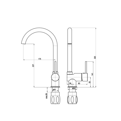 Смеситель для раковины RavSlezak E908.5/4 на мойку хром - фото 2