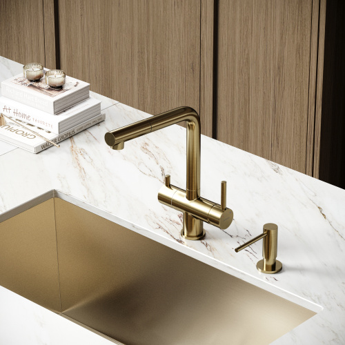 Смеситель для кухни Sancos Spin SC4015BG на мойку золото - фото 3