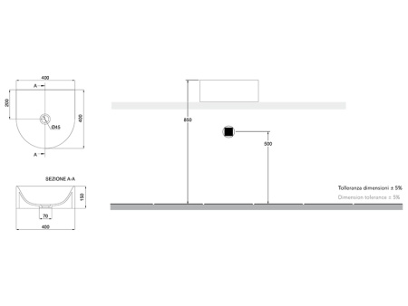 Раковина из санфаянса Scarabeo Skinny 5411 40х40 накладная цвет белый глянцевый 1 отверстие под смеситель