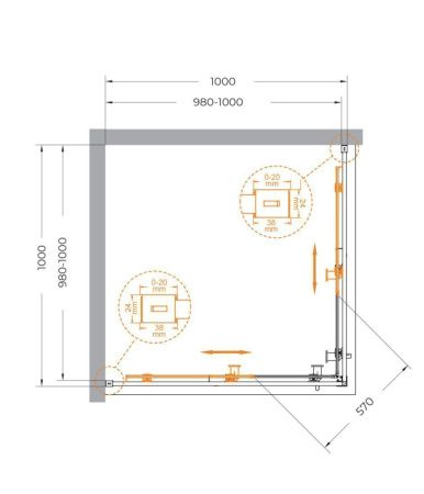Душевой уголок Cezares RELAX 304 RELAX-304-A-2-100-C-BORO 100х100 стекло прозрачное профиль золото без поддона