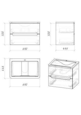 Тумба под раковину Grossman Адель 107017 70х40 подвесная цвет белый