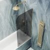 Душевая шторка на ванну Maybah Glass MGV-146-3у 65х140 стекло тонированное профиль золото ориентация универсальная