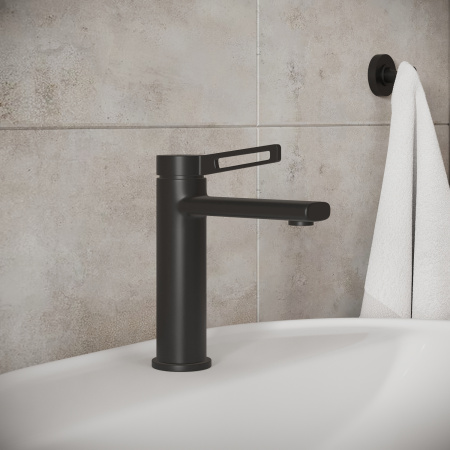 Смеситель Wellsee ONCE! and forever 182402000 на раковину/столешницу черный матовый