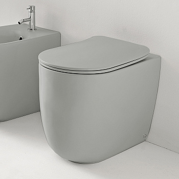 Чаша унитаза приставная Kerasan Nolita 531859 цвет светло-серый матовый без сиденья безободковая каскадный смыв