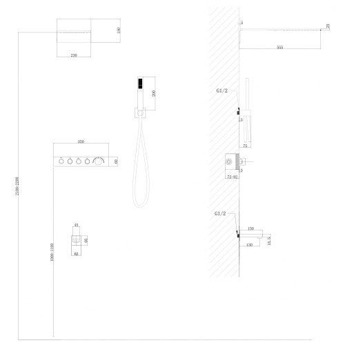 Душевая система ABBER AF8753 встраиваемая в стену с термостатом - фото 3