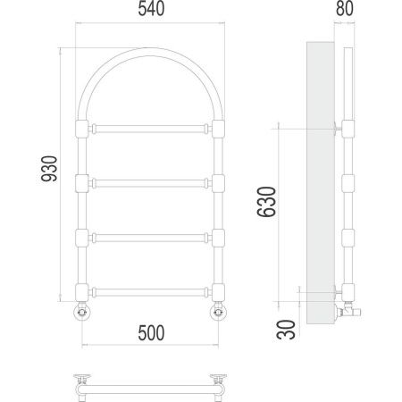 Полотенцесушитель водяной Terminus 4620768885020 55х95 бронза