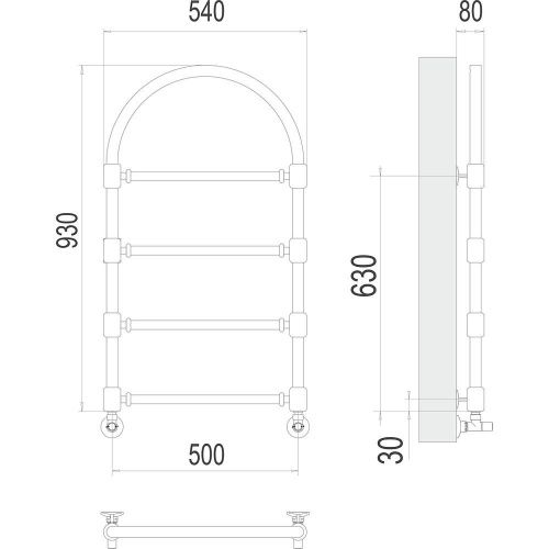 Полотенцесушитель Terminus 4620768885020 54х93 водяной бронза - фото 3