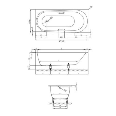 Ванна стальная Bette Comodo 1253-000 170х80 встраиваемая прямоугольная без ножек