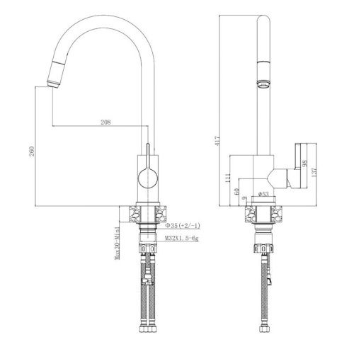 Смеситель для кухни Voda VSL519B на мойку черный - фото 3