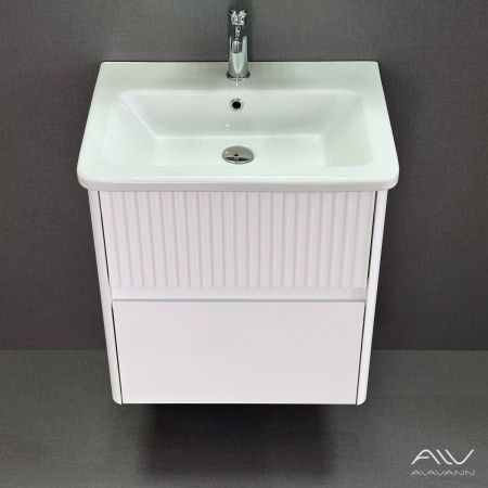 Тумба с раковиной Alavann Wave ALV1110000 60х50 подвесная цвет белый