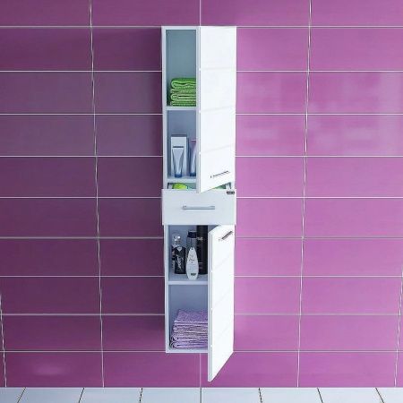 Шкаф-пенал СанТа Омега 507002 30х150 подвесной цвет белый