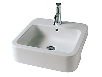 Раковина из санфаянса Hatria HAPPY HOUR Y0M801 48х48 полувстраиваемая цвет белый 1 отверстие под смеситель