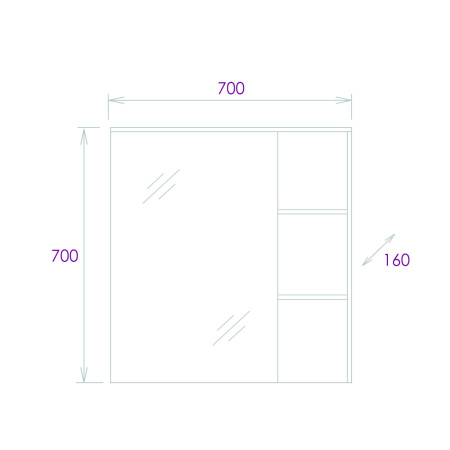 Зеркало-шкаф Onika Легран 207036 70х16х70 подвесной цвет белый