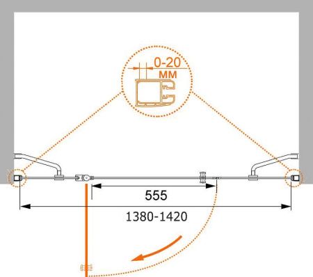 Душевая дверь Cezares ELENA ELENA-W-B-13-40+60/40-P-Cr-L 140х195 стекло рифленое профиль хром