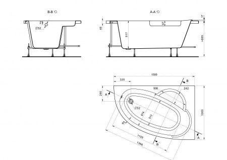 Ванна акриловая Santek Шри-ланка 1WH302395 150х100 пристенная асимметричная без каркаса