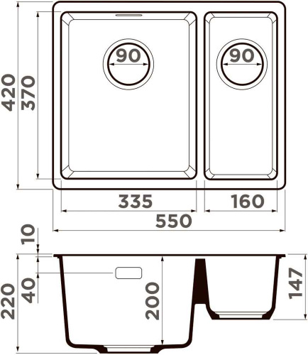 Кухонная мойка Omoikiri Kata 55-2-U 4997500 55х20 цвет коричневый поверхность матовая - фото 4