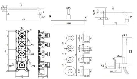 Душевая система Paffoni Modular Box KITMB019HG139KING встраиваемая в стену