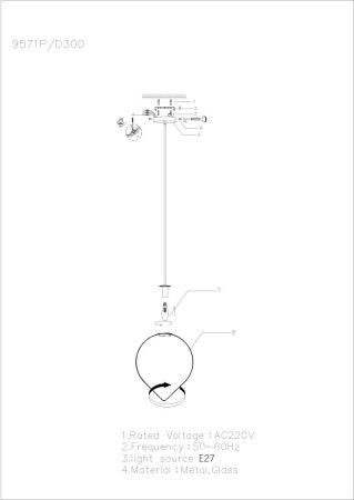 Светильник подвесной iLamp Cento (Центо) 9571P/1-D300 BR-WH