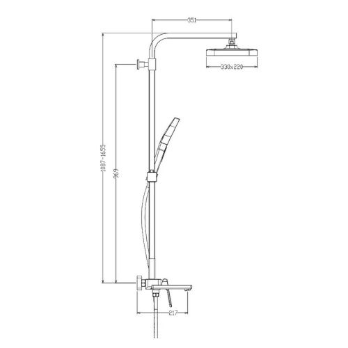 Душевая стойка Raglo R51.24.06 настенная цвет черный - фото 2
