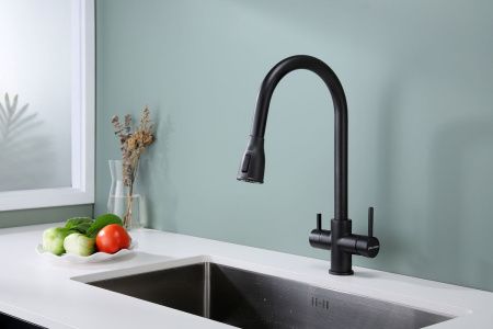 Смеситель для кухни Paulmark LANGE La214212-BLM на мойку черный