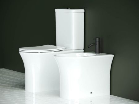 Унитаз напольный с бачком Ceramica Nova STAR CN1904 белый с сиденьем микролифт безободковый душевой смыв