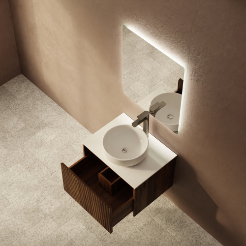 Тумба с раковиной ArtDecco Camilla (Камилла) ACM06W22S300 60x45x40 подвесная цвет черный орех - фото 3