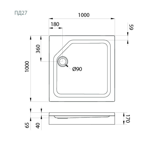 Душевой поддон Тритон Щ0000050808 100х100 акрил белый с каркасом - фото 2