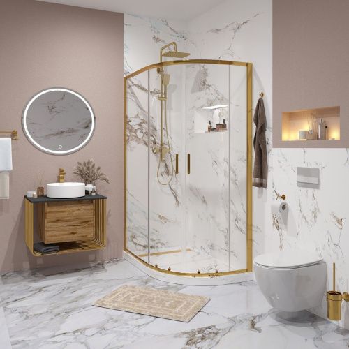 Душевой уголок Niagara Nova 642108111GOLD 120х80 стекло прозрачное профиль золото без поддона - фото 2