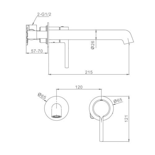Смеситель Raglo R20 R20.11.09 встраиваемый в стену графит - фото 2
