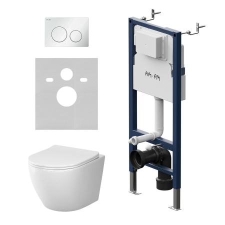 Унитаз подвесной Am.Pm Like IS90101.801900 белый глянцевый с сиденьем микролифт душевой смыв