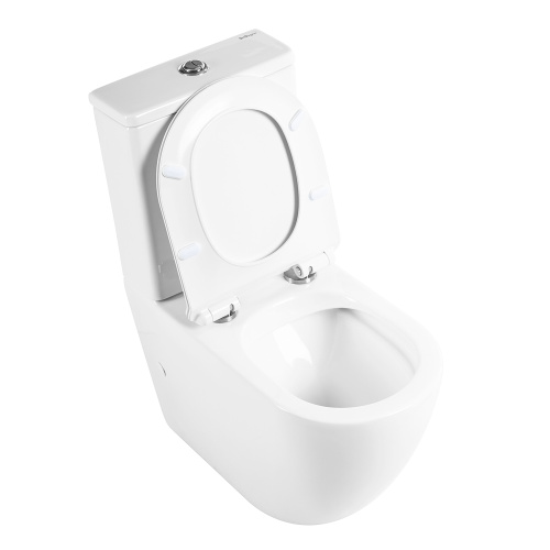 Унитаз напольный с бачком BelBagno SFERA-R BB2141CPR/ BB2111SC белый с сиденьем микролифт безободковый каскадный смыв - фото 3