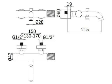 Смеситель для ванны Mamoli Tuttodunpezzo 1710FB30002A настенный нержавеющая сталь