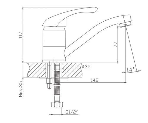 Смеситель для кухни Cron CN4503 на мойку хром - фото 3