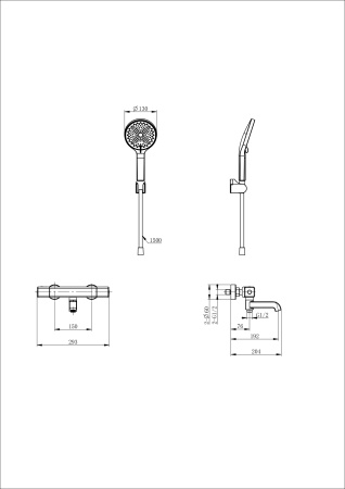 Смеситель для ванны Wonzon & Woghand Stay WW-B2016-A1-BG настенный золото