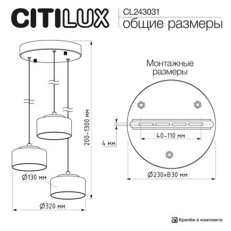 Светильник подвесной Citilux Espace (Еспаце) CL243031