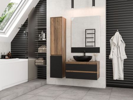 Шкаф-пенал Brevita Dakota DAK-050350-19/02Л 40х170 подвесной цвет черный/коричневый