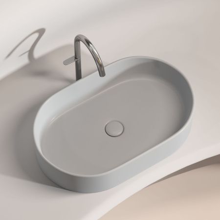 Раковина из сантехнического фарфора Ceramica Nova ELEMENT CN6048MSG 60х40 накладная цвет серый без отверстий под смеситель