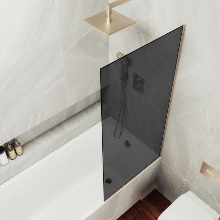 Душевая шторка на ванну Maybah Glass MGV-80-2у 60х140 стекло тонированное профиль бронза ориентация универсальная
