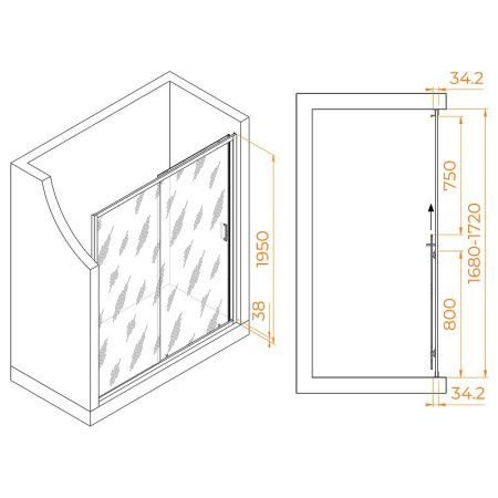 Душевая дверь RGW Passage 41081417-110 170х195 стекло прозрачное профиль сатин