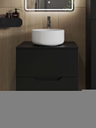 Тумба с раковиной Orange Line Li-60TubMDF+B07-345W 60х50 подвесная цвет черный