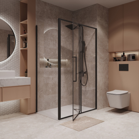 Боковая стенка Niagara Nova NG-A100B-34 100х195 стекло прозрачное профиль черный матовый