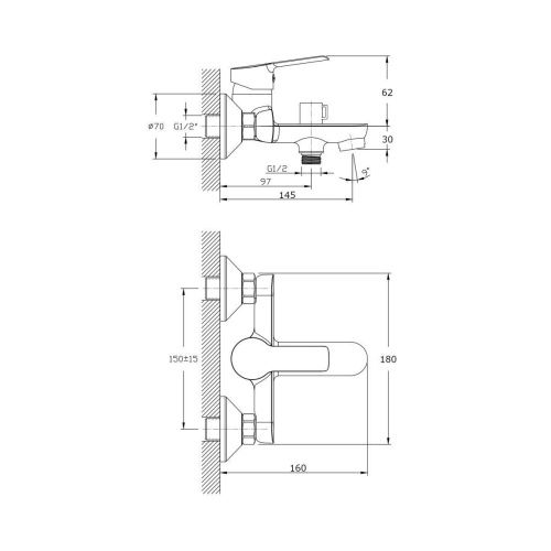 Смеситель для ванны Rush Victoria VI7135-44 настенный хром - фото 2