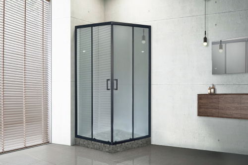 Душевой уголок Royal Bath HPD RB100HPD-C-BL 100х100 стекло матовое профиль черный